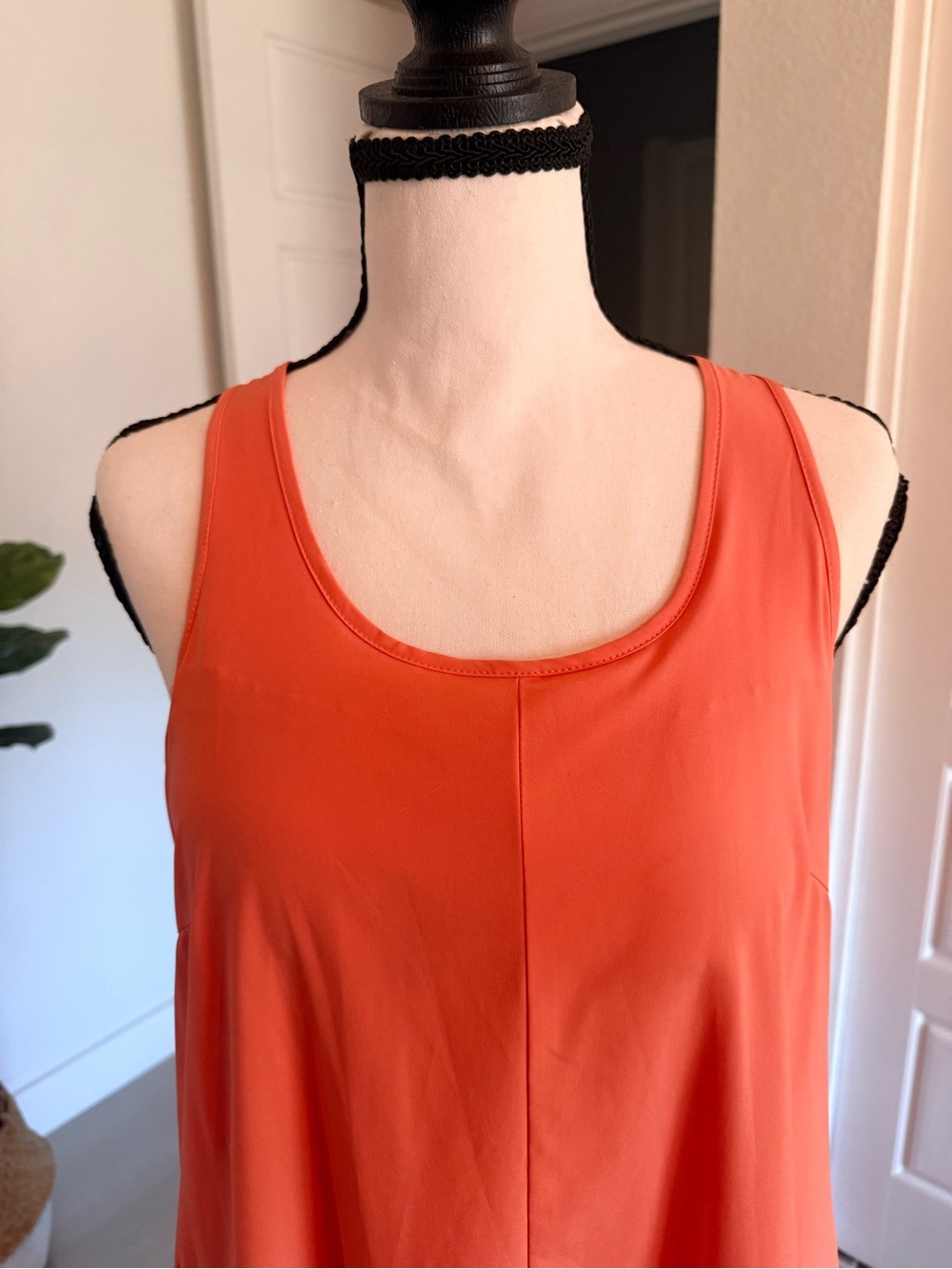 HALARA Sleeveless Orange Midi Swing Dress - Picture 2 of 5